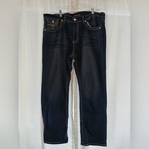 Womens Tall 5-Pocket Dark Blue Jeans With Contrast Stitching